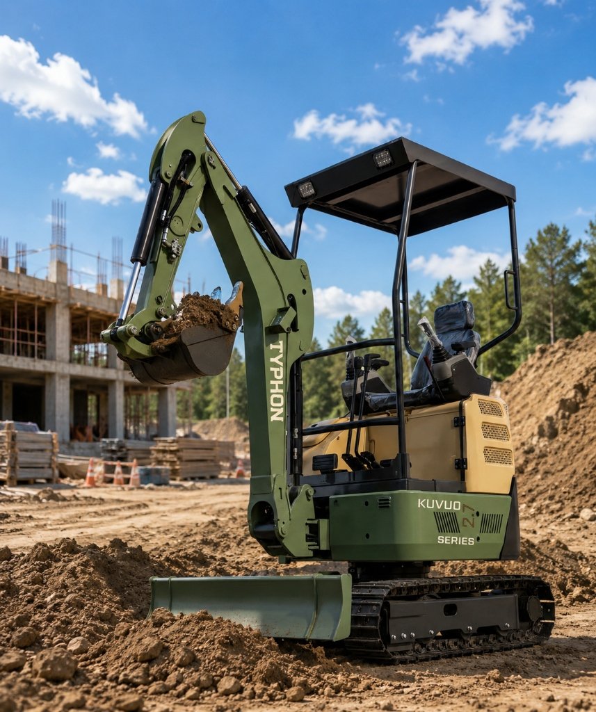 TYPHON Kuvuo 2.7 Mini Excavator working on construction site